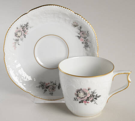 Grey Rose Flat Cup & Saucer Set