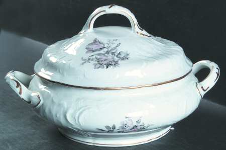 Grey Rose Round Covered Vegetable