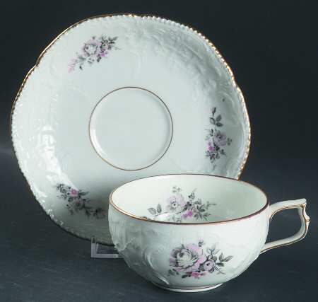 Grey Rose Flat Cup & Saucer Set