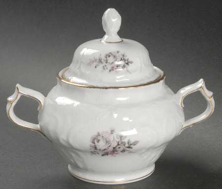 Grey Rose Sugar Bowl & Lid