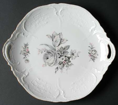 Grey Rose Handled Cake Plate