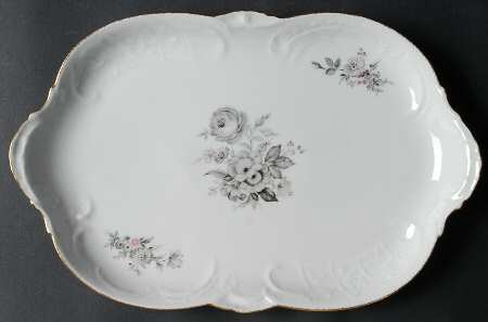 Grey Rose 13" Oval Serving Platter