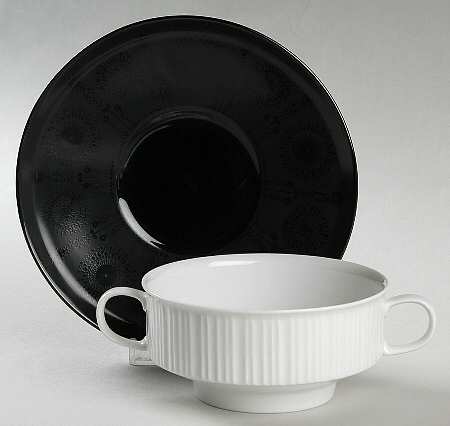 Grey Suns Cream Soup Bowl & Saucer Set