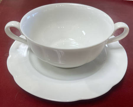 Grace White Flat Cream Soup Bowl & Saucer Set