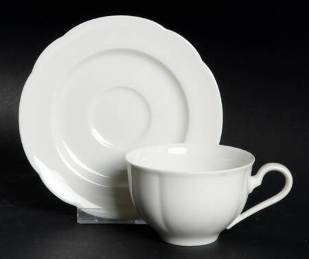 Grace White Flat Cup & Saucer Set