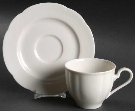 Grace White Flat Cup & Saucer Set
