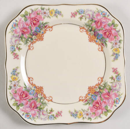 Gwendolyn (Yellow or Yellow & Red Scrolls) Square Salad Plate