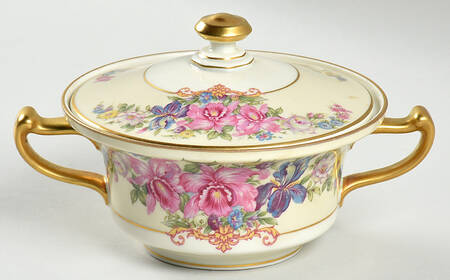 Gwendolyn (Yellow or Yellow & Red Scrolls) Sugar Bowl & Lid