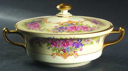 Gwendolyn (Yellow or Yellow & Red Scrolls) Round Covered Vegetable