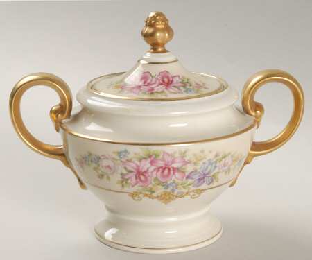 Gwendolyn (Yellow or Yellow & Red Scrolls) Sugar Bowl & Lid