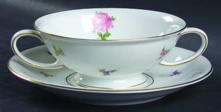 Hillside Footed Cream Soup Bowl & Saucer Set
