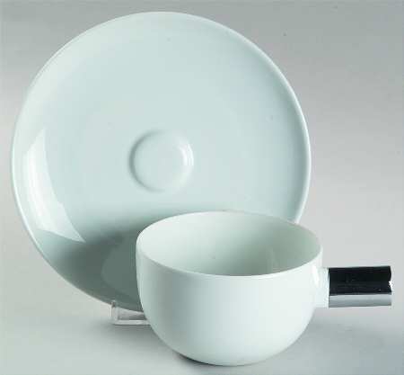 Hommage White Flat Cup & Saucer Set