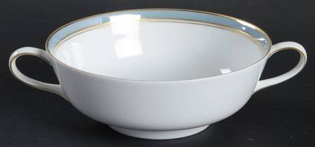 Ice Blue Footed Cream Soup Bowl