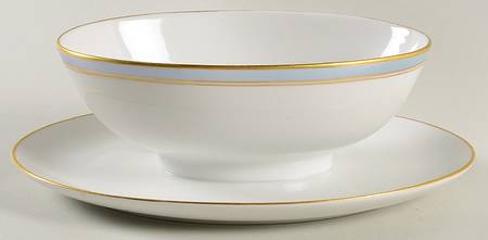Ice Blue Gravy Boat with Attached Underplate