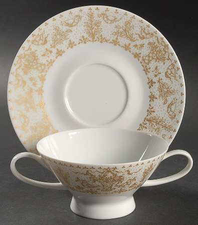 Idyll Gold Footed Cream Soup Bowl & Saucer Set