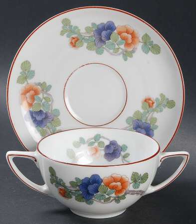 Indian Tree Flat Bouillon Cup & Saucer