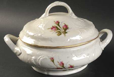 Ivory Rose Round Covered Vegetable
