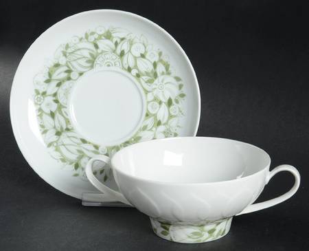 Jade Footed Cream Soup Bowl & Saucer Set