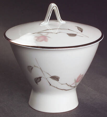 Japanese Quince (Platinum Trim) Sugar Bowl & Lid