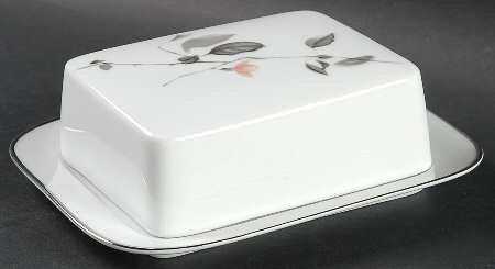 Japanese Quince (Platinum Trim) Square Covered Butter