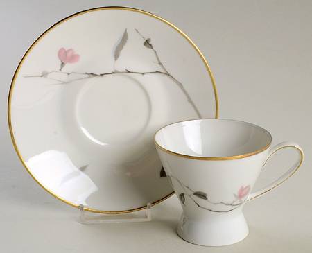 Japanese Quince (Gold Trim) Footed Cup & Saucer Set