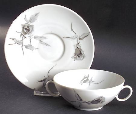 Jet Rose Flat Cream Soup Bowl & Saucer Set