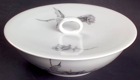 Jet Rose Cream Soup/Cereal Bowl & Lid with Saucer Set