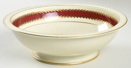 Josephine (Ivory, Maroon Band) 9" Round Vegetable Bowl