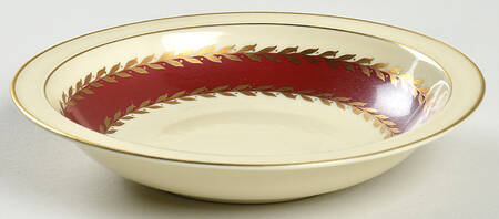 Josephine (Ivory, Maroon Band) Fruit/Dessert (Sauce) Bowl