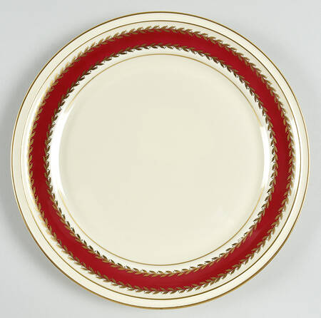 Josephine (Ivory, Maroon Band) Luncheon Plate