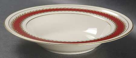 Josephine (Ivory, Maroon Band) Rim Soup Bowl