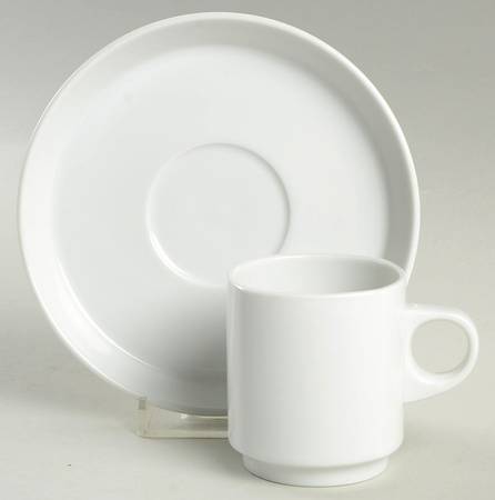 Joy White Flat Demitasse Cup & Saucer Set