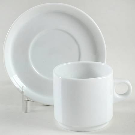 Joy White Flat Cup & Saucer Set
