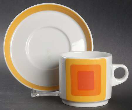 Joy Orange Flat Cup & Saucer Set
