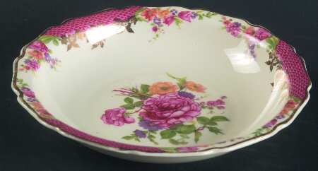 King's Rose (Cream Background, Scalloped) Rim Fruit/Dessert (Sauce) Bowl
