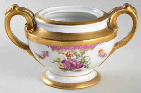 King's Rose (White Background, 1-2" Gold) Sugar Bowl No Lid