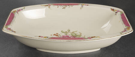 King's Rose (Cream Background, Smooth) 10" Oval Vegetable Bowl