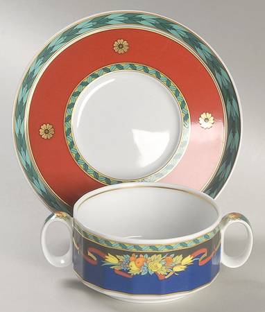 Le Roi Soleil Flat Cream Soup Bowl & Saucer Set