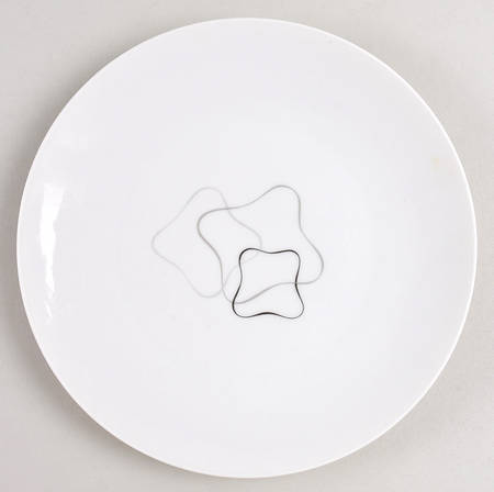 Linear Grey and Black Luncheon Plate