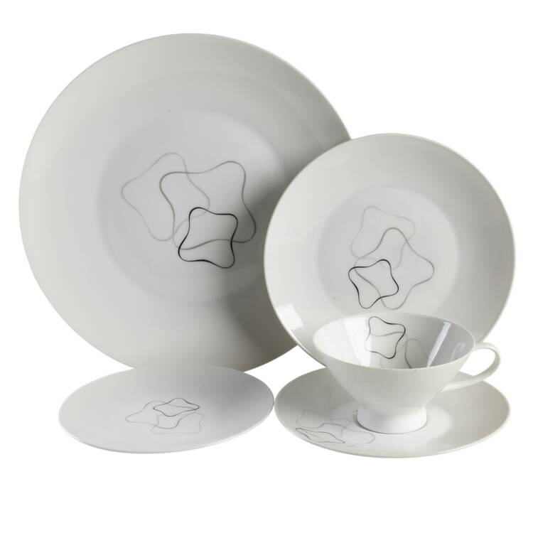 Linear Grey and Black 5 Piece Place Setting
