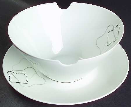 Linear Grey and Black Gravy Boat & Underplate