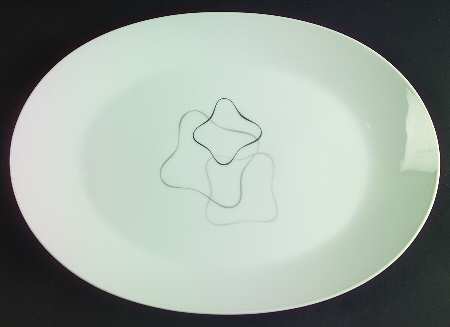 Linear Grey and Black 13" Oval Serving Platter
