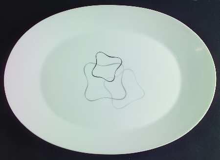 Linear Grey and Black 15" Oval Serving Platter