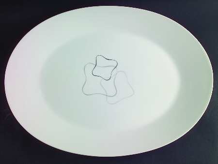 Linear Grey and Black 17" Oval Serving Platter