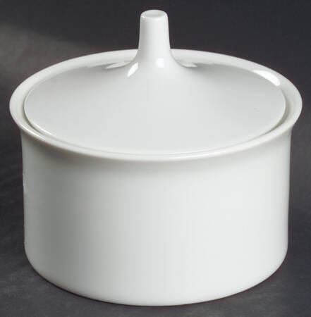 Linear Berlin White Sugar Bowl & Lid