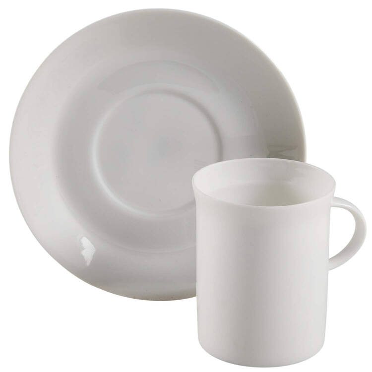 Linear Berlin White Flat Demitasse Cup & Saucer Set