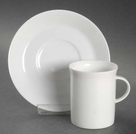 Linear Berlin White Flat Demitasse Cup & Saucer Set