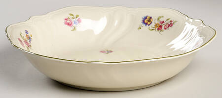 Lombul (Green Trim) 9" Round Vegetable Bowl