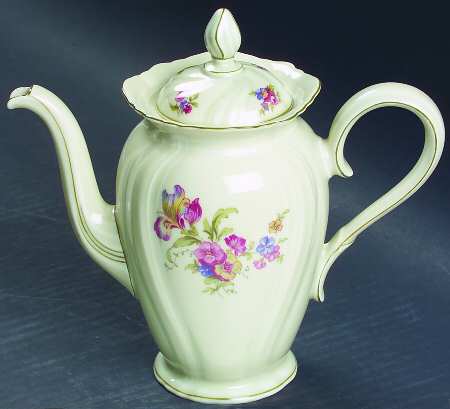Lombul (Green Trim) Small Coffee Pot & Lid
