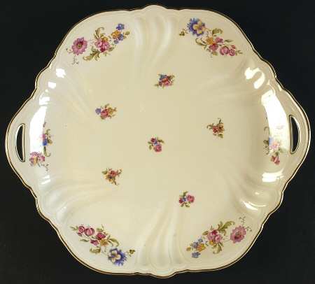 Lombul (Green Trim) Handled Cake Plate